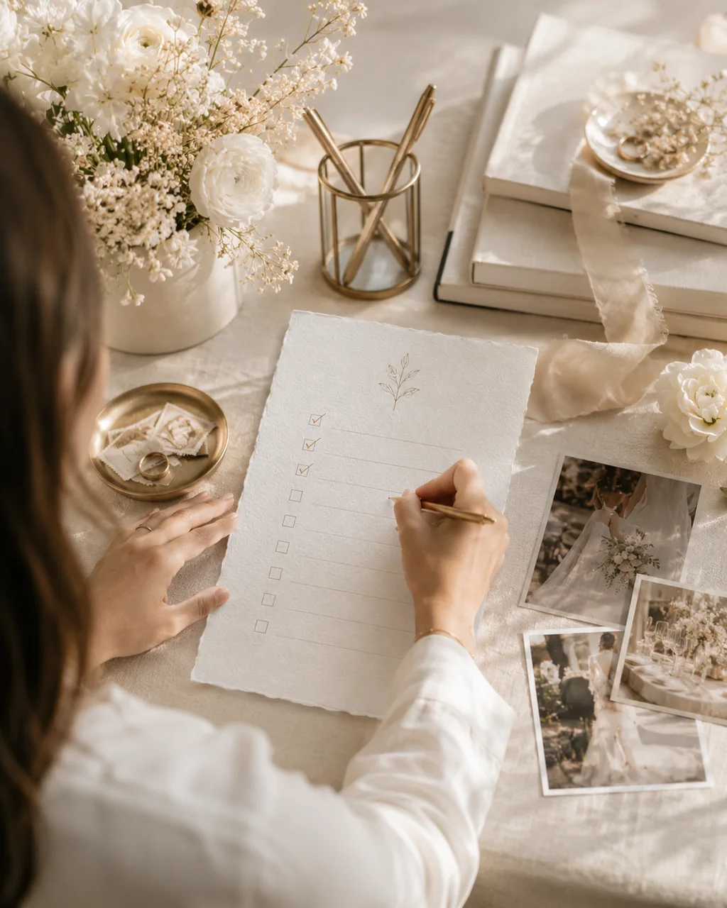 Editorial illustration accompanying the month-by-month wedding planning checklist.